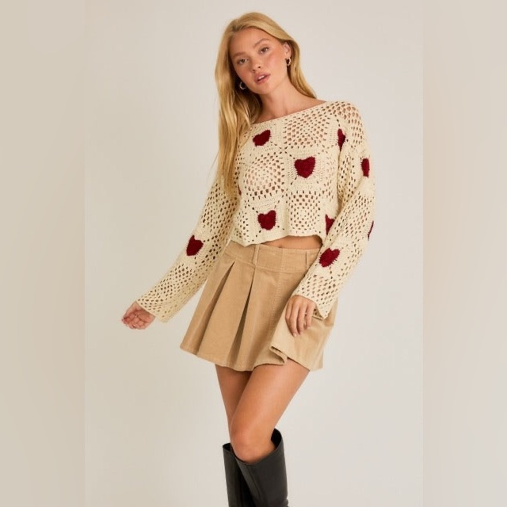 Crochet Heart Sweater Top - Le Lis - Picture 4 of 8